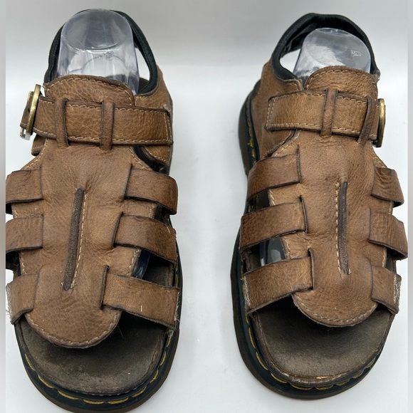 RARE DR MARTENS Sandals Mens Size 12 Brown Leather Fisherman Made In ENGLAND Y2K - Picture 5 of 13
